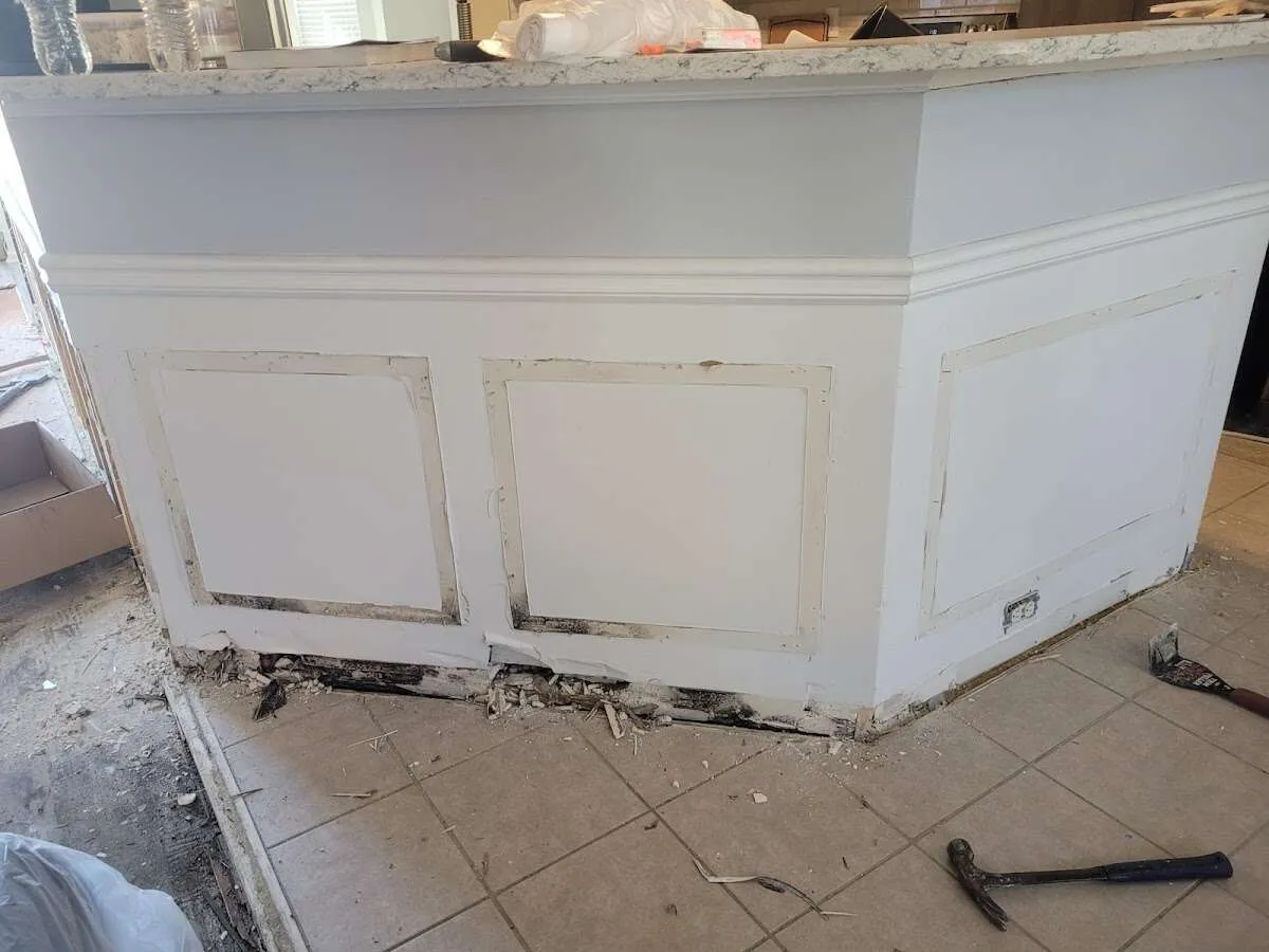 Water damage and mold on kitchen during Storm Damage Restoration in Sheldon